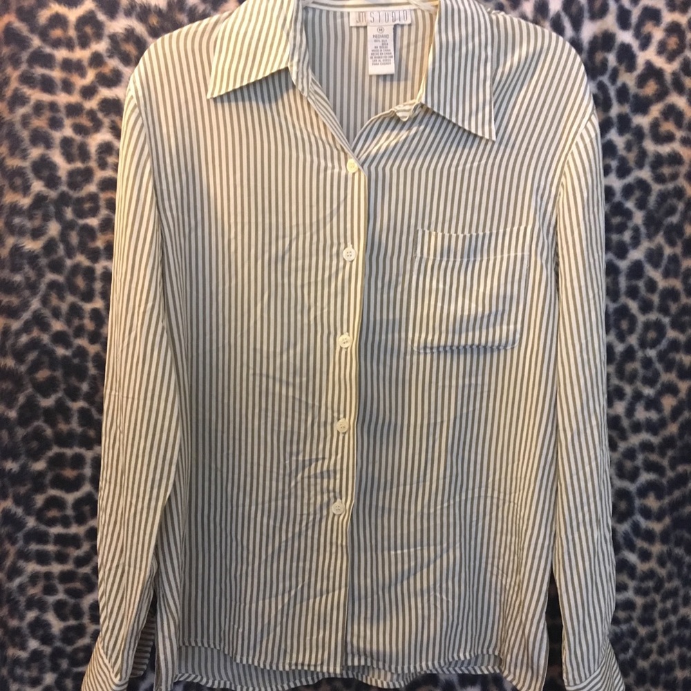 100% silk pinstripe blouse